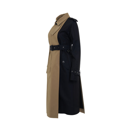 Cotton Gabardine Coat in Beige/Navy