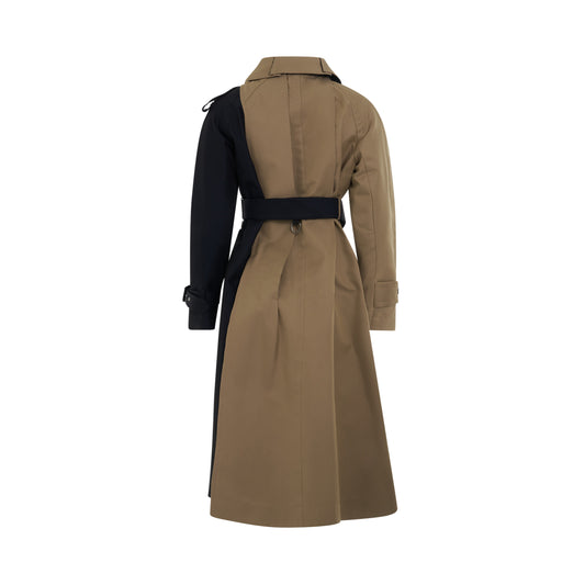 Cotton Gabardine Coat in Beige/Navy