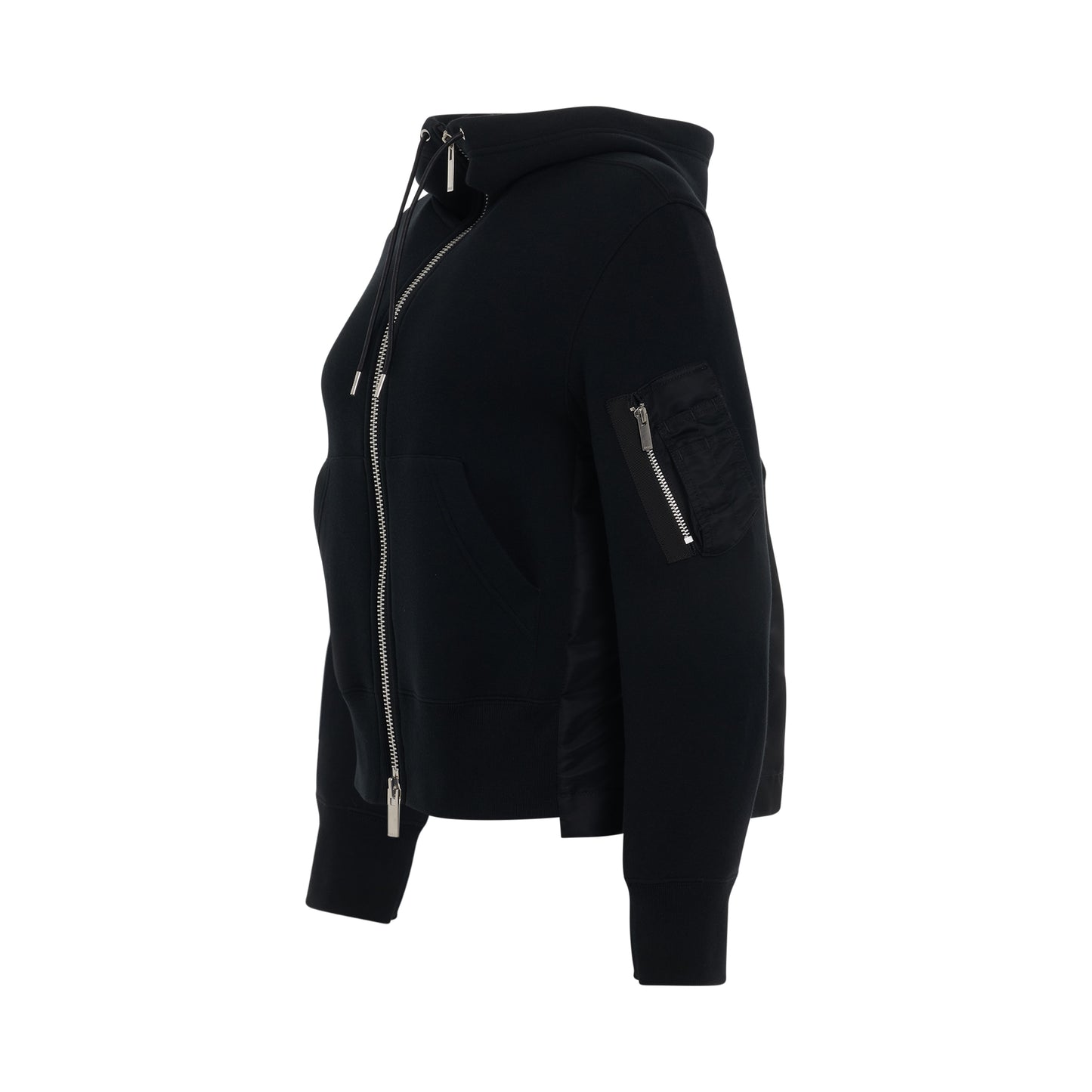 Sponge Sweat x Nylon Twill Hoodie in Black