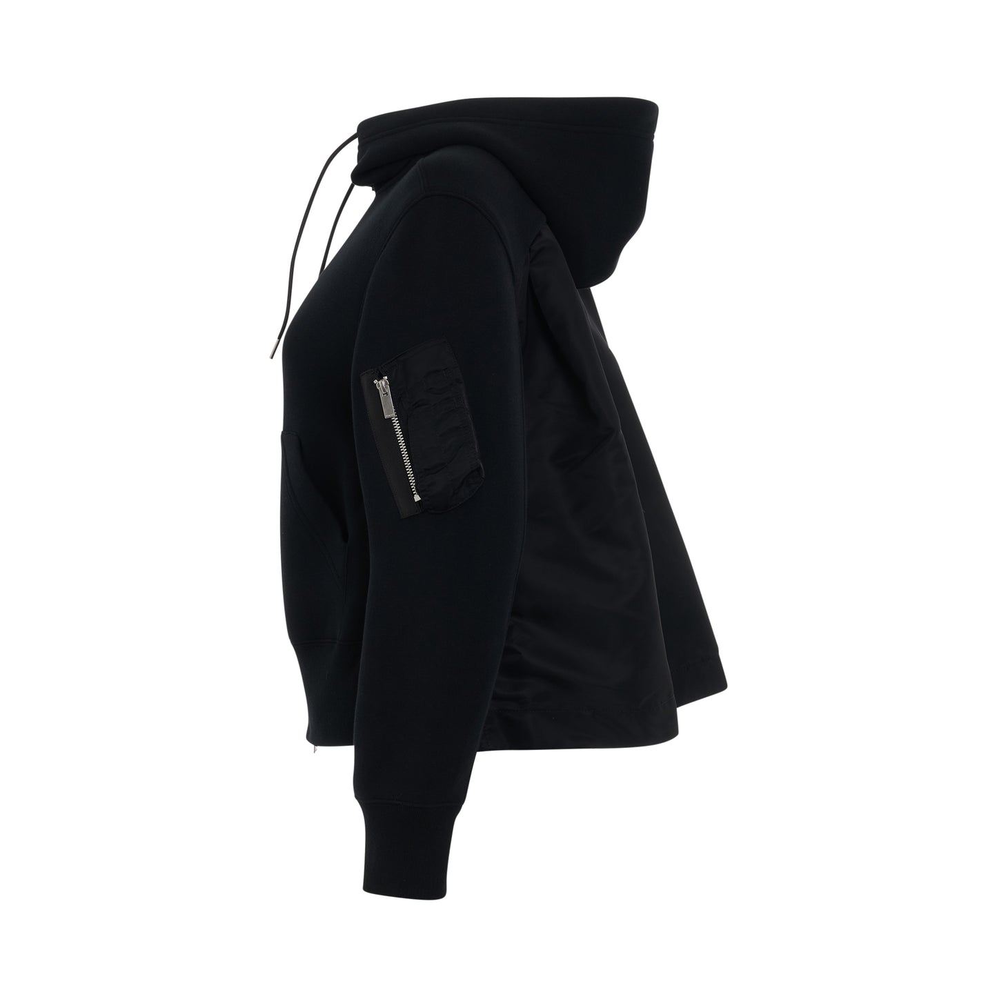 Sponge Sweat x Nylon Twill Hoodie in Black