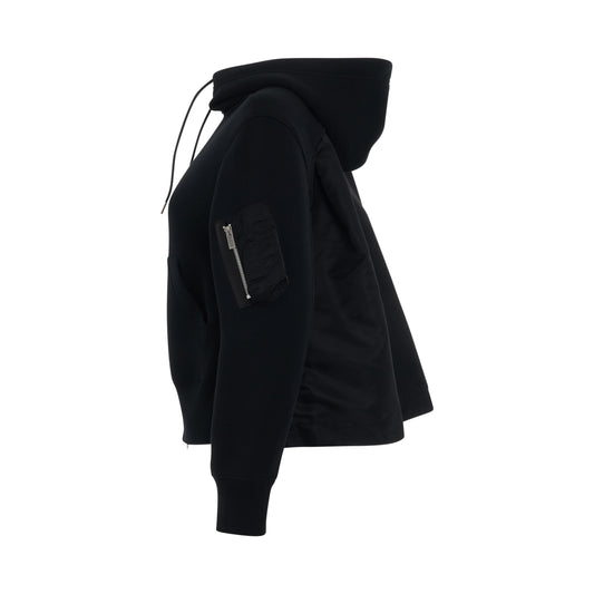 Sponge Sweat x Nylon Twill Hoodie in Black