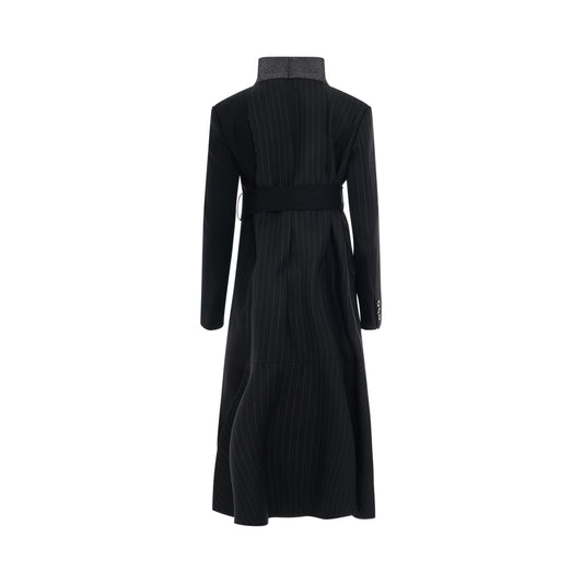 Chalk Stripe Long Coat in Black