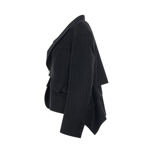 Chalk Stripe Cropped Jacket in Black