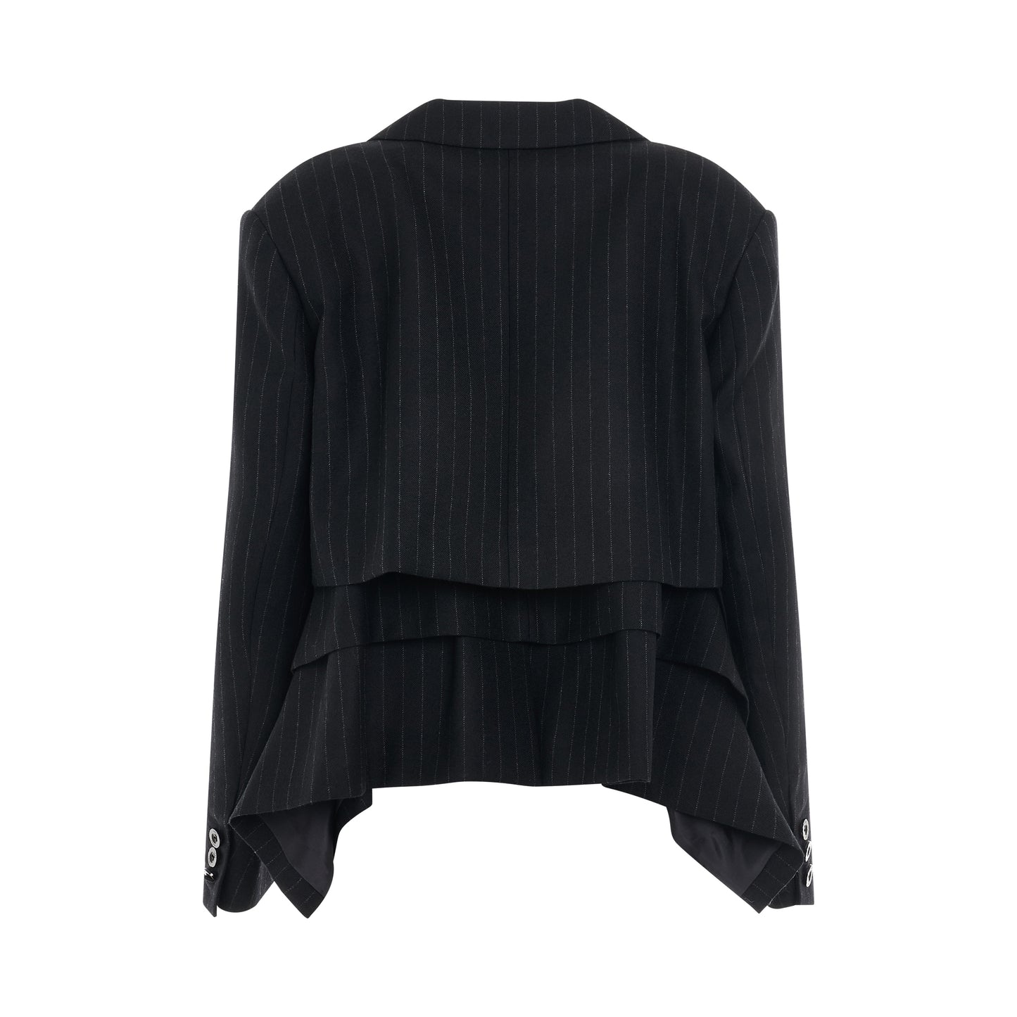 Chalk Stripe Cropped Jacket in Black