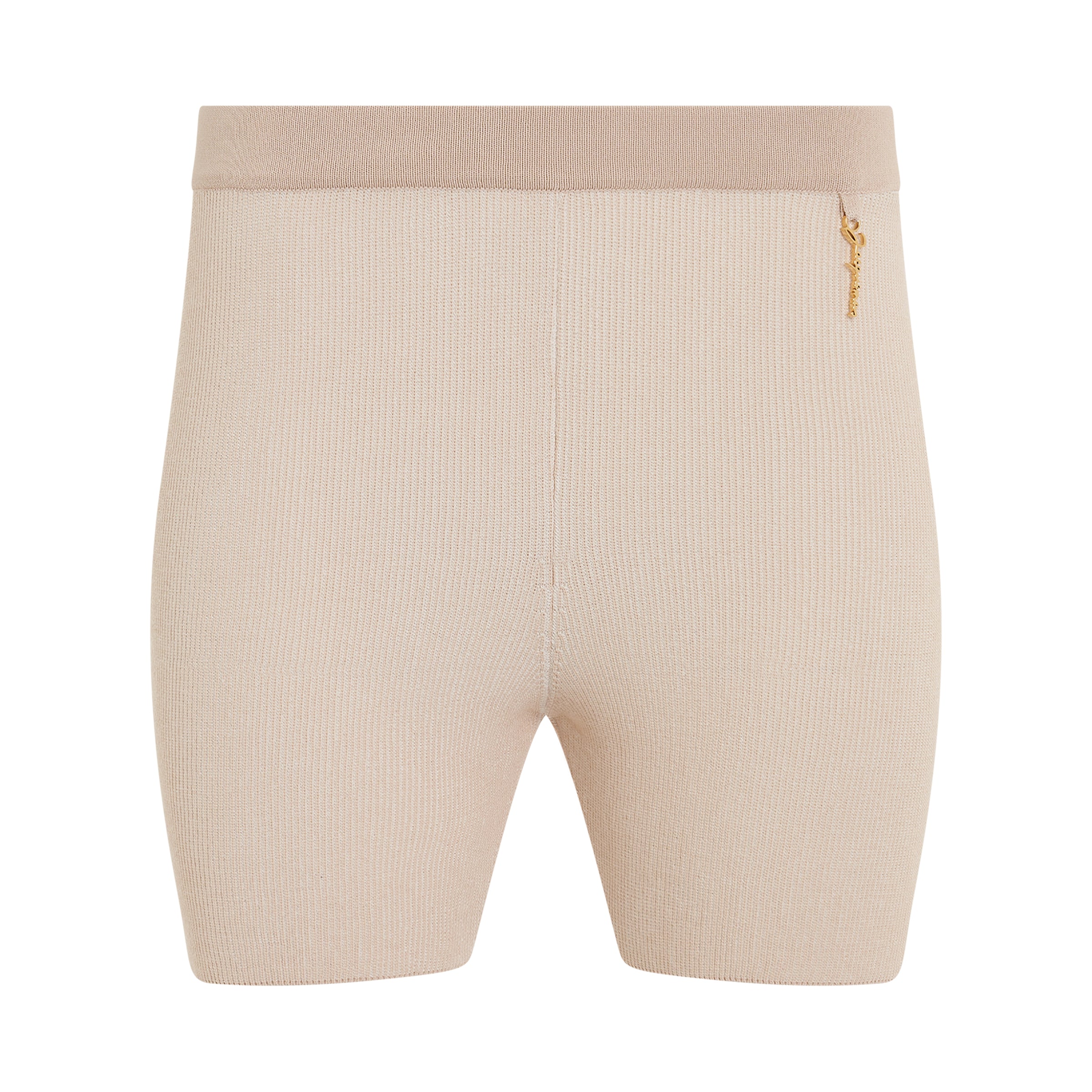 Pralu Charm Logo Knit Short in Beige