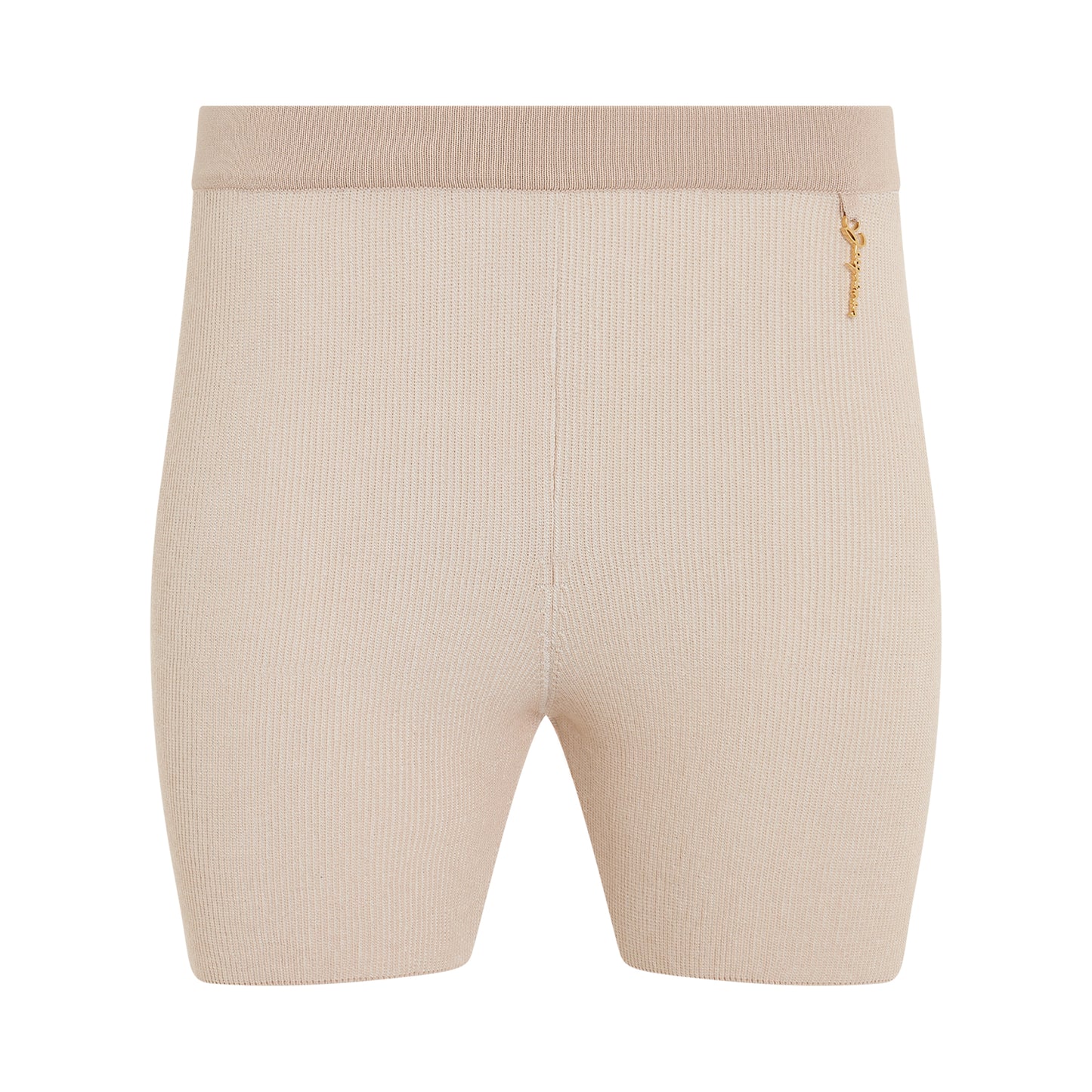 Pralu Charm Logo Knit Short in Beige