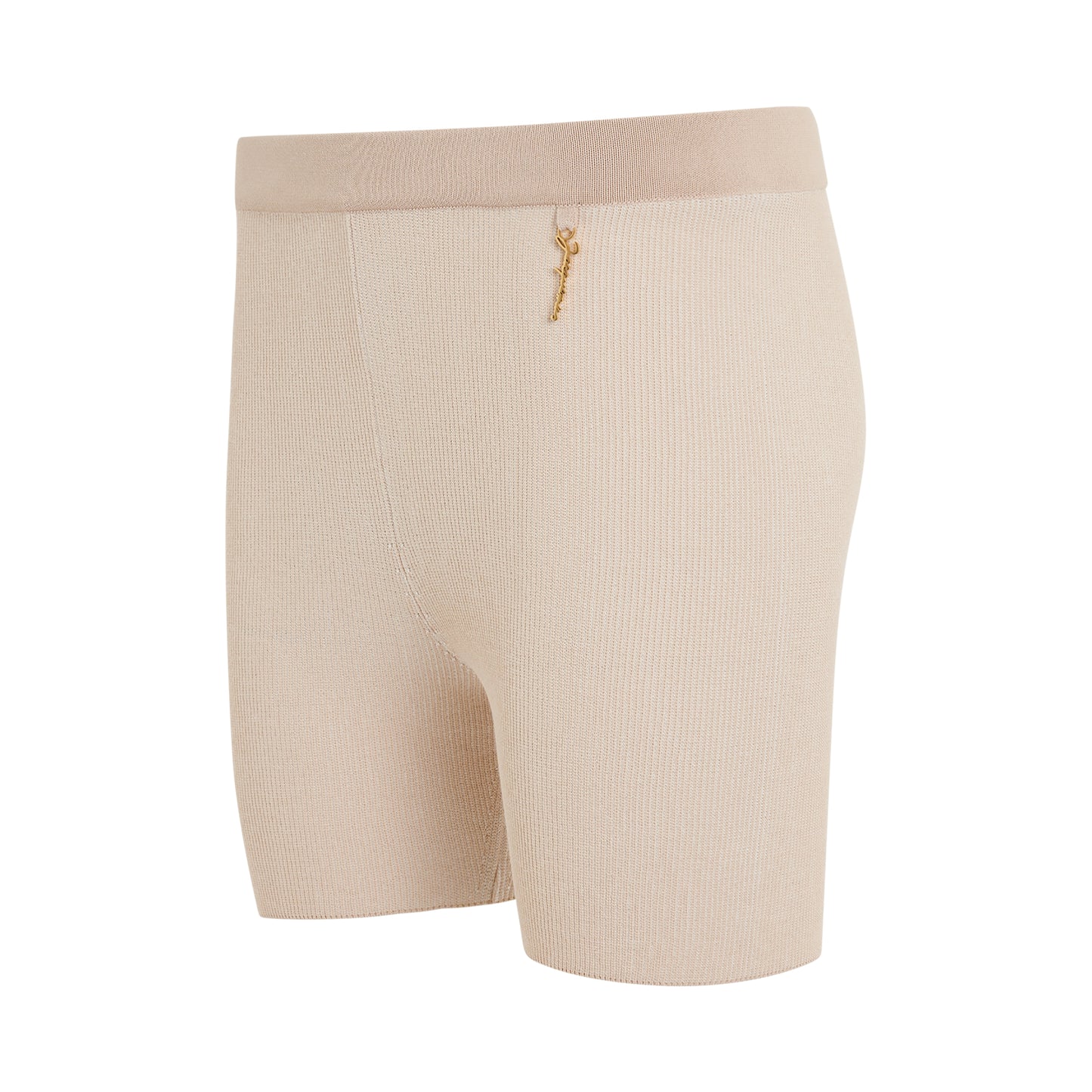 Pralu Charm Logo Knit Short in Beige