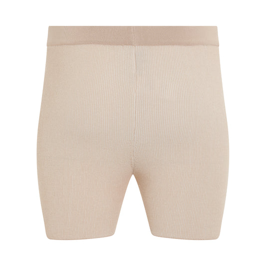 Pralu Charm Logo Knit Short in Beige