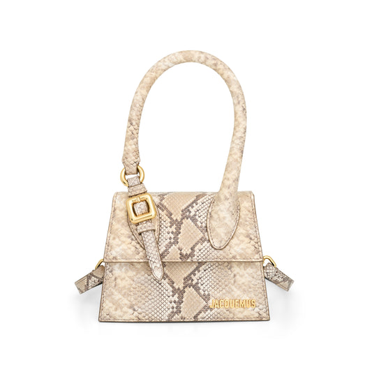 Le Chiquito Moyen Boucle Leather Bag in Beige