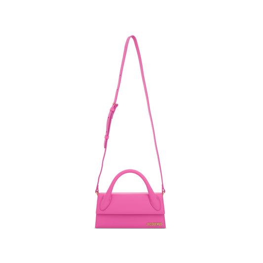 Le Chiquito Long Leather Bag in Neon Pink