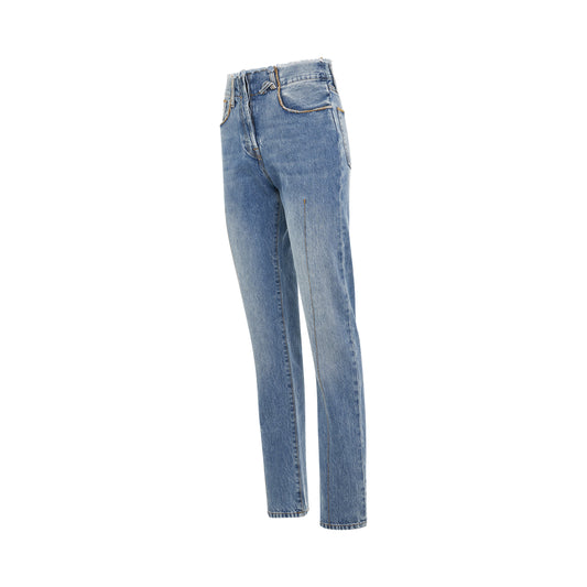 Linon Denim Pants in Light Blue/Tabac