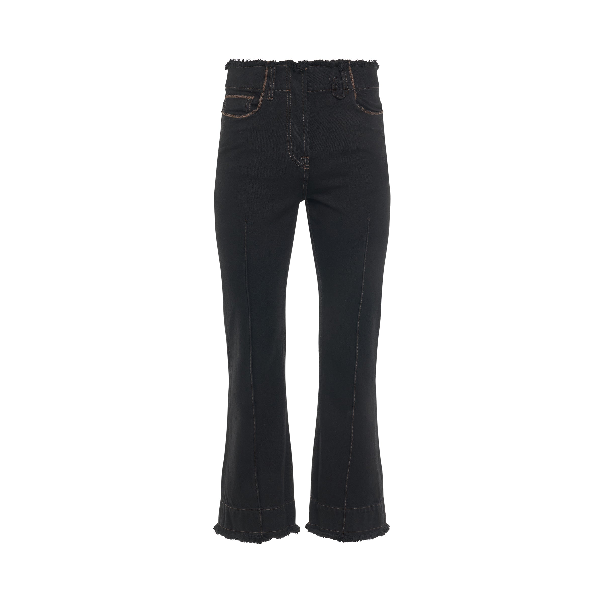 Linon Denim Court Frayed Pants in Black/Brown