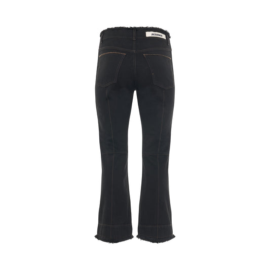 Linon Denim Court Frayed Pants in Black/Brown