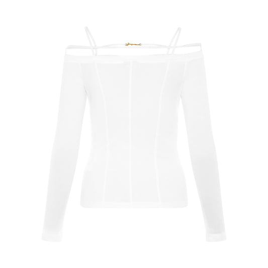 Sierra Long Sleeve Lingerie Top in White