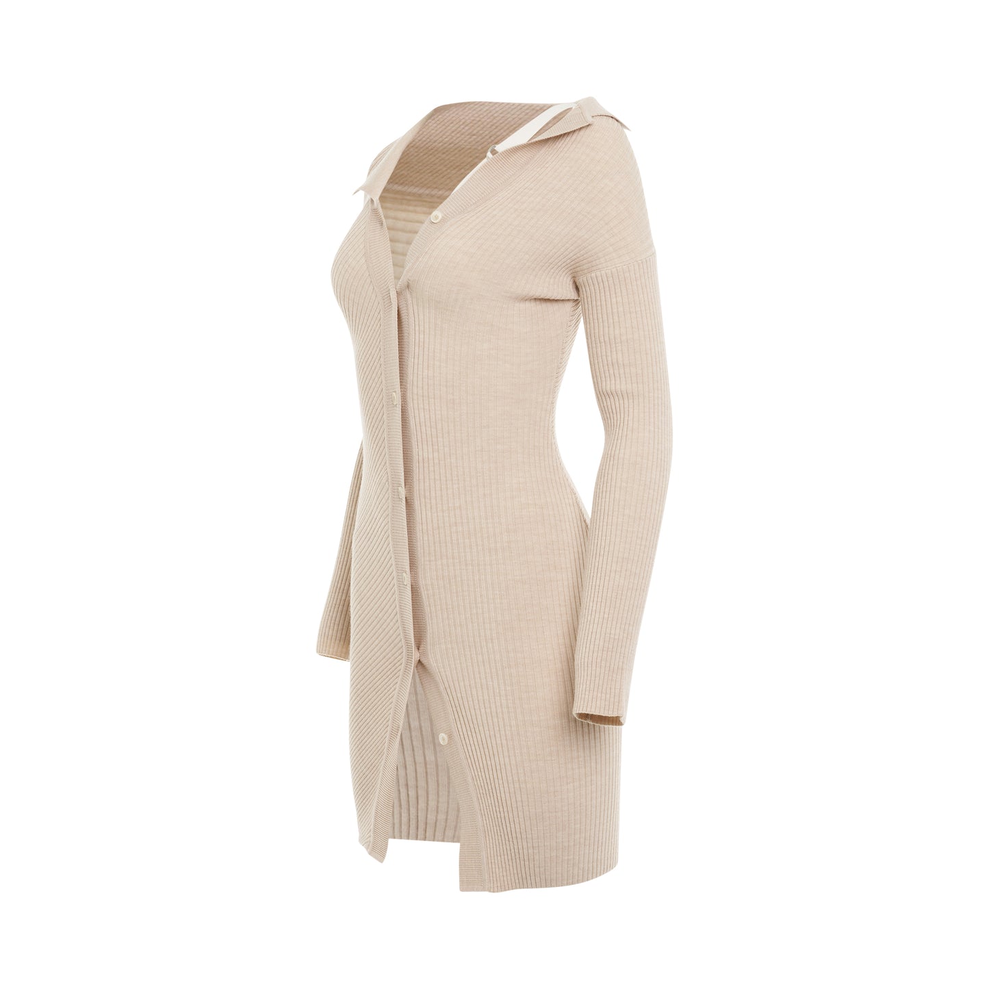 Colin Buckle Strap Knit Dress in Beige