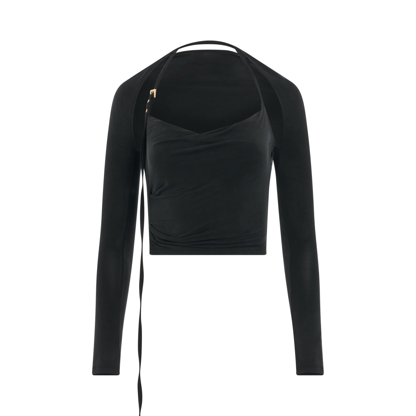 Le Haut Peplo Buckle Strap Top in Black