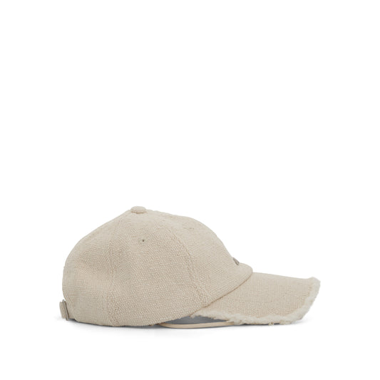 Artichaut Fringe Canvas Baseball Cap in Off-White