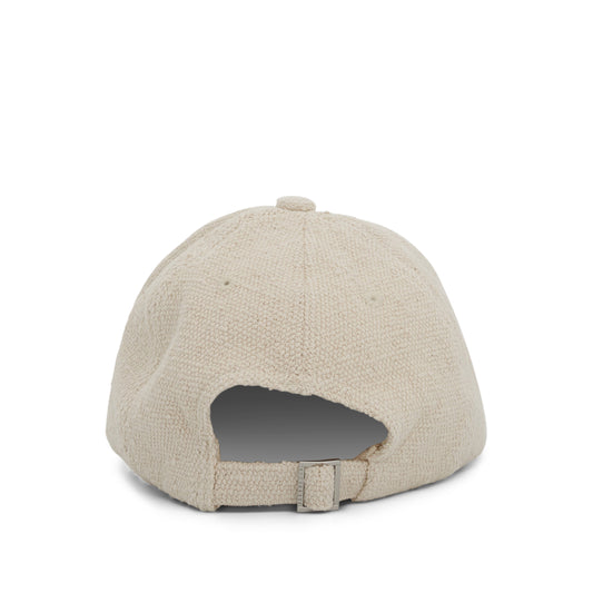 Artichaut Fringe Canvas Baseball Cap in Off-White