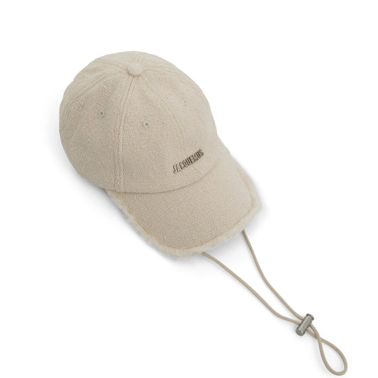 Artichaut Fringe Canvas Baseball Cap in Off-White