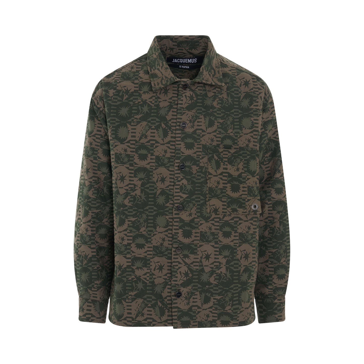 Tecido Overshirt in Jacquard Khaki Flowers