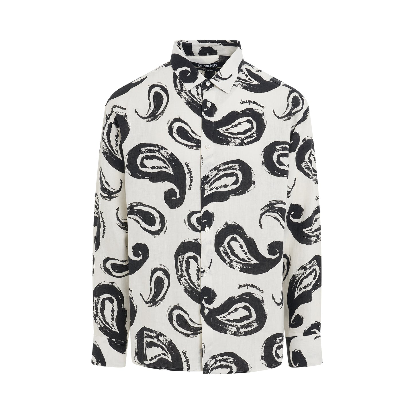 Simon Shirt in White/Black Paisley