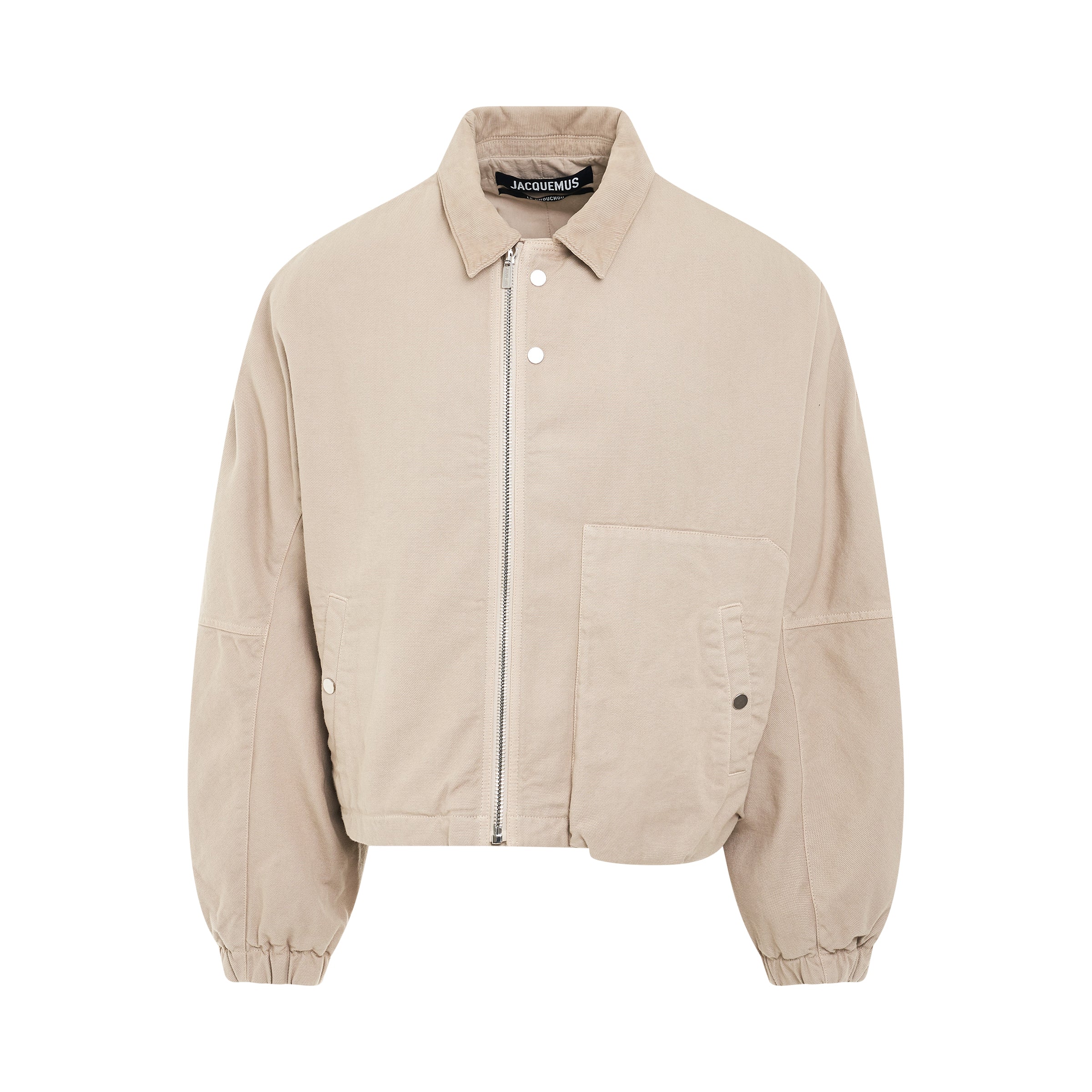 Trivela Shirt Collar Jacket in Light Beige