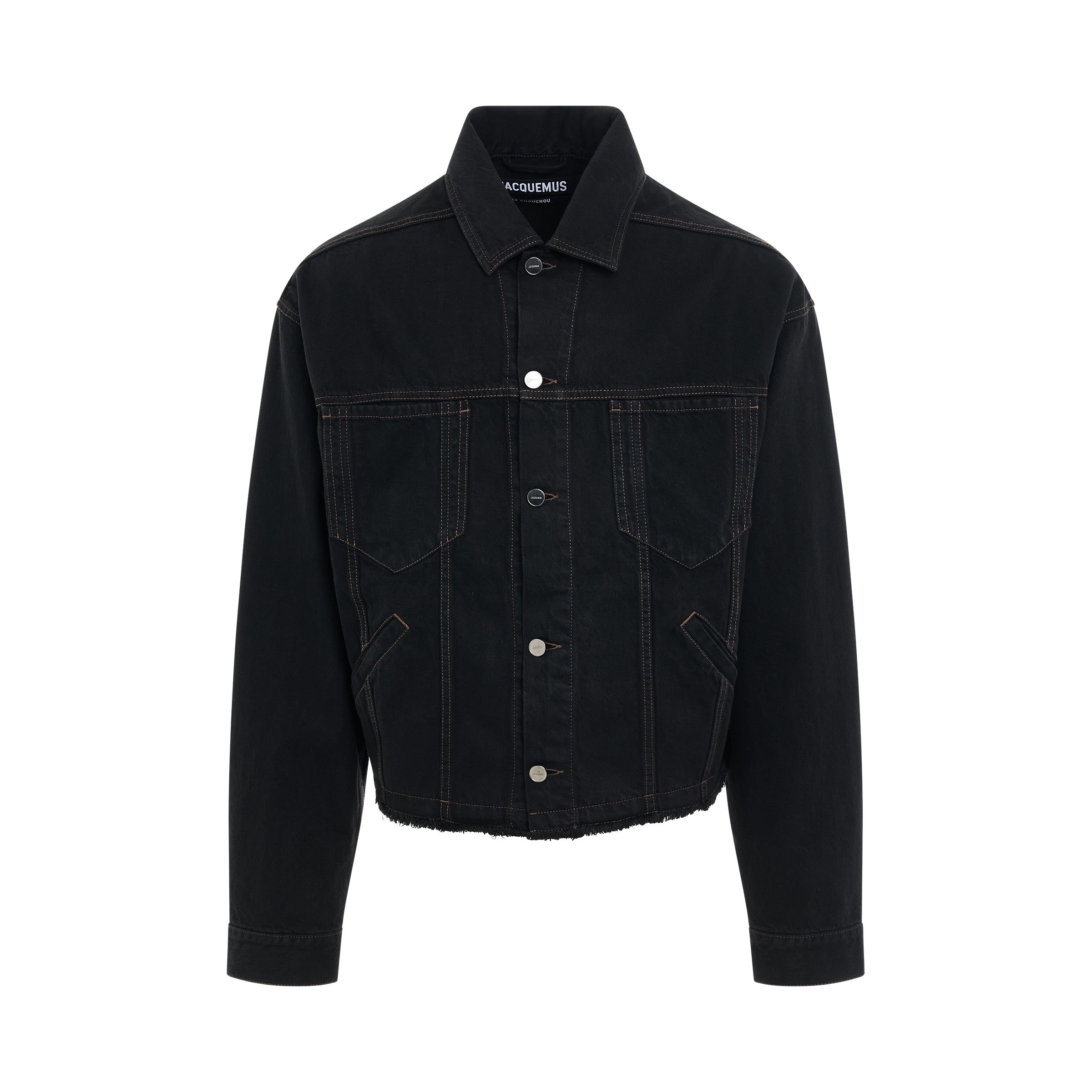 Criollo Denim Frayed Jacket in Black/Brown