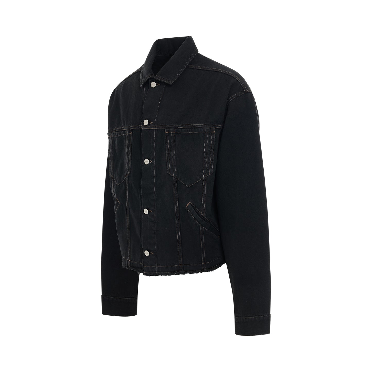 Criollo Denim Frayed Jacket in Black/Brown