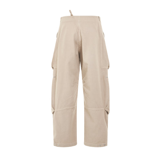 Croissant Cotton Cargo Pants in Light Beige