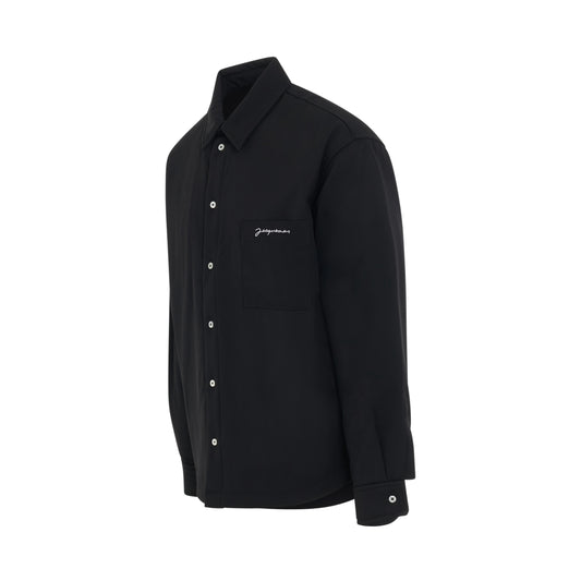 Boulanger Virgin Wool Puffed Overshirt in Black