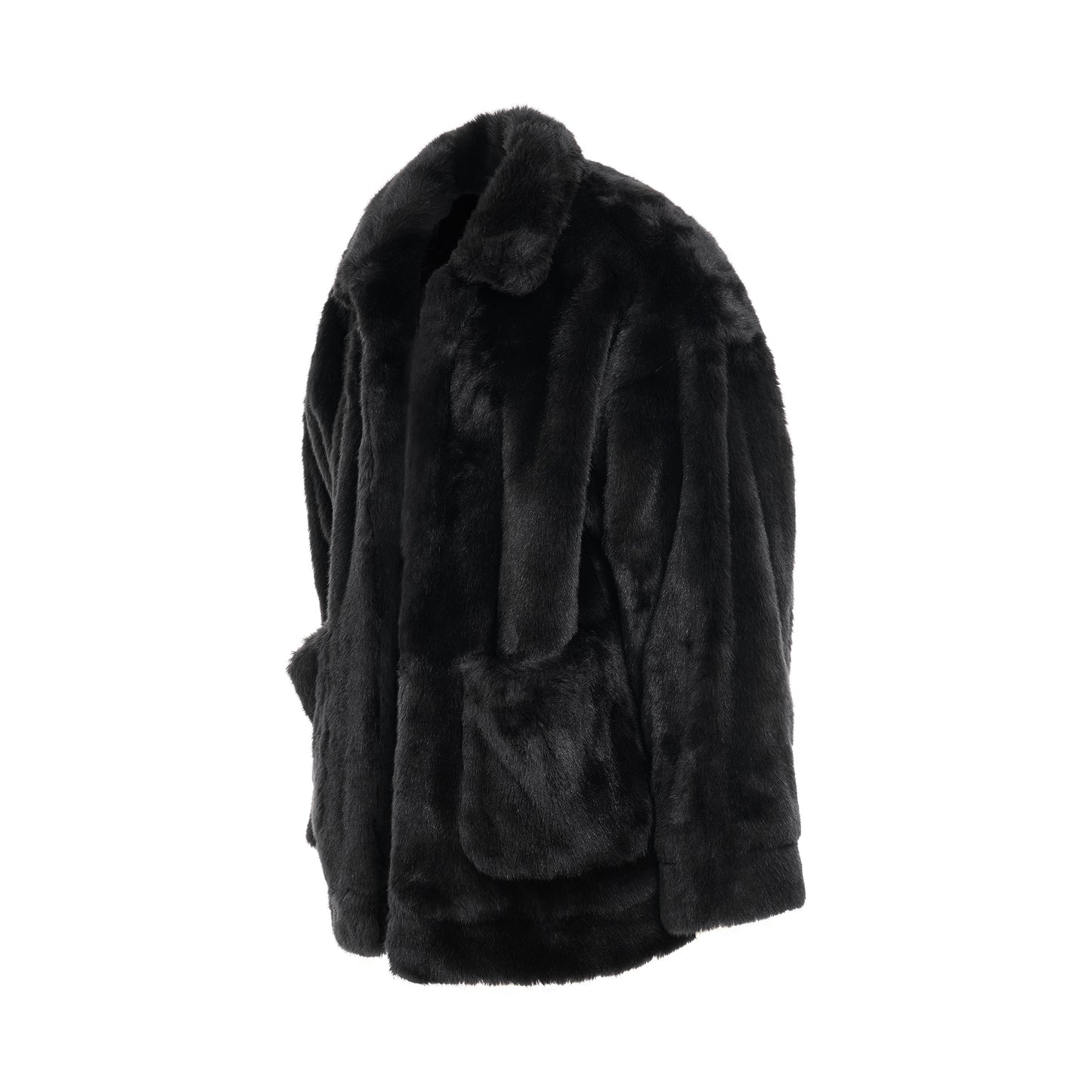 Hand-Painted Fur Jacket in Black