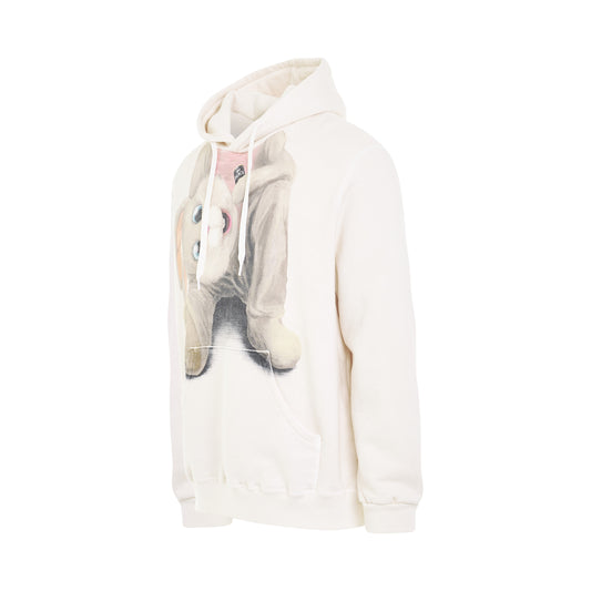 Stuffed Rabbit During Break Hoodie in White