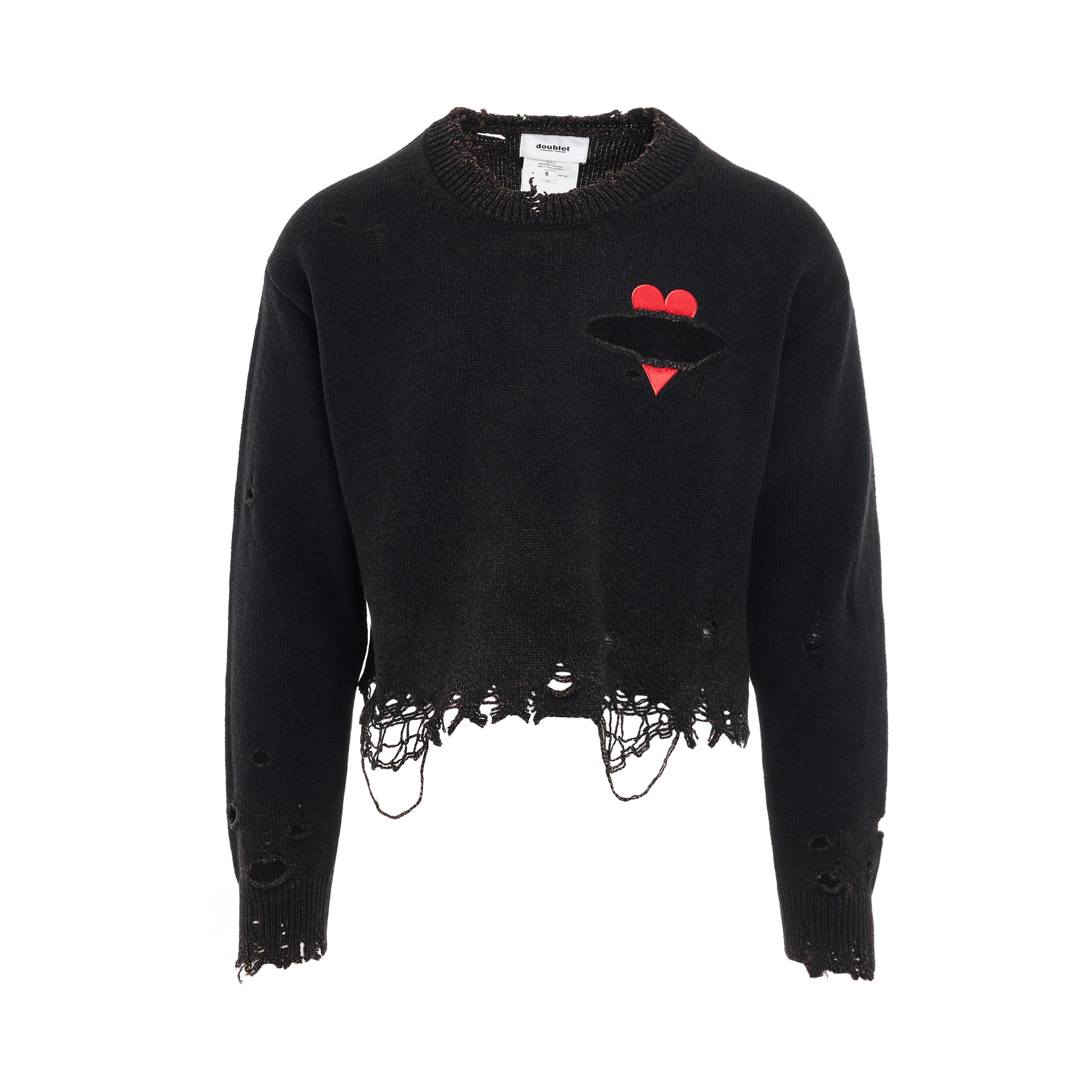 Broken Heart Knit Pullover in Black