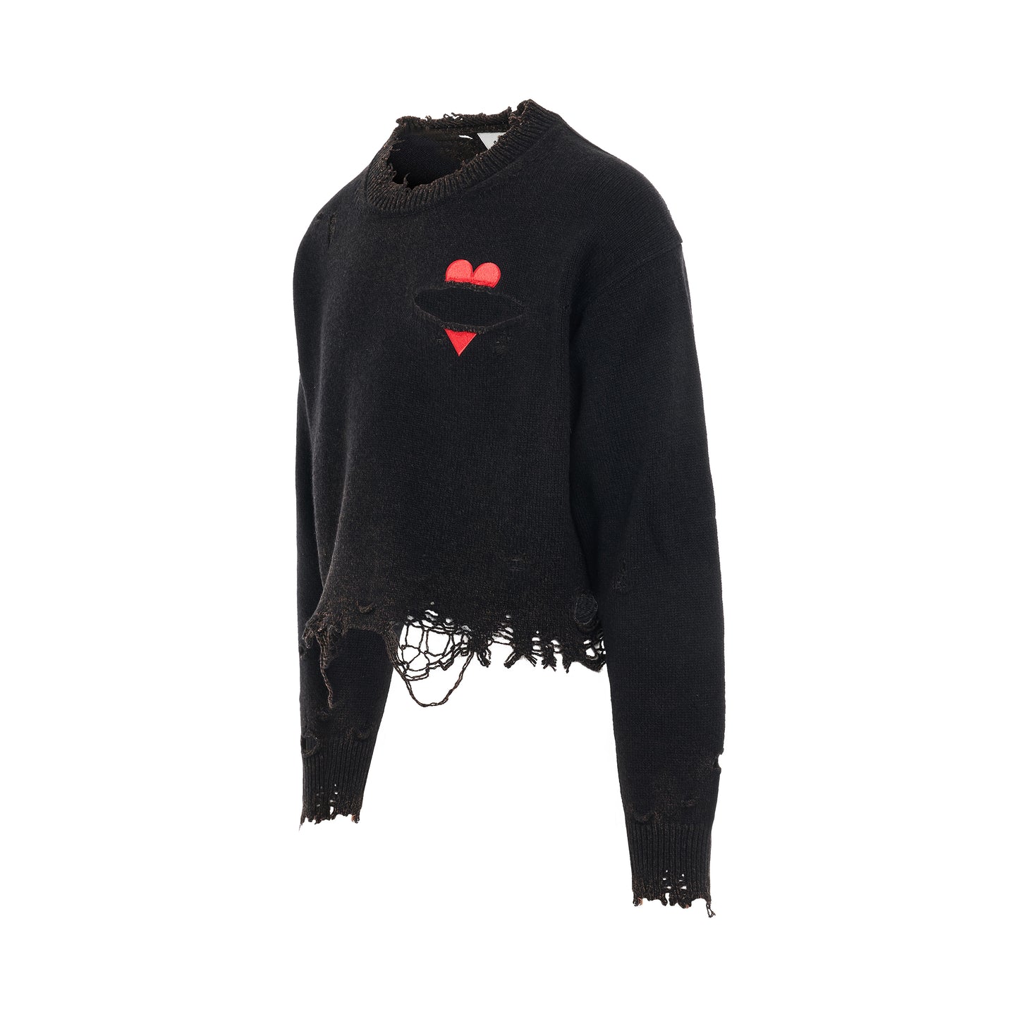 Broken Heart Knit Pullover in Black