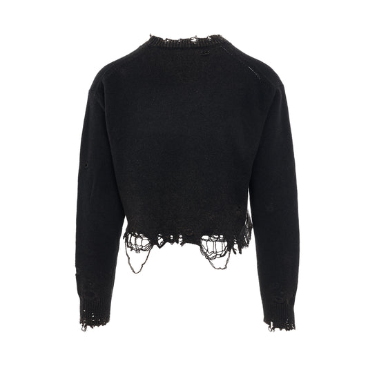 Broken Heart Knit Pullover in Black