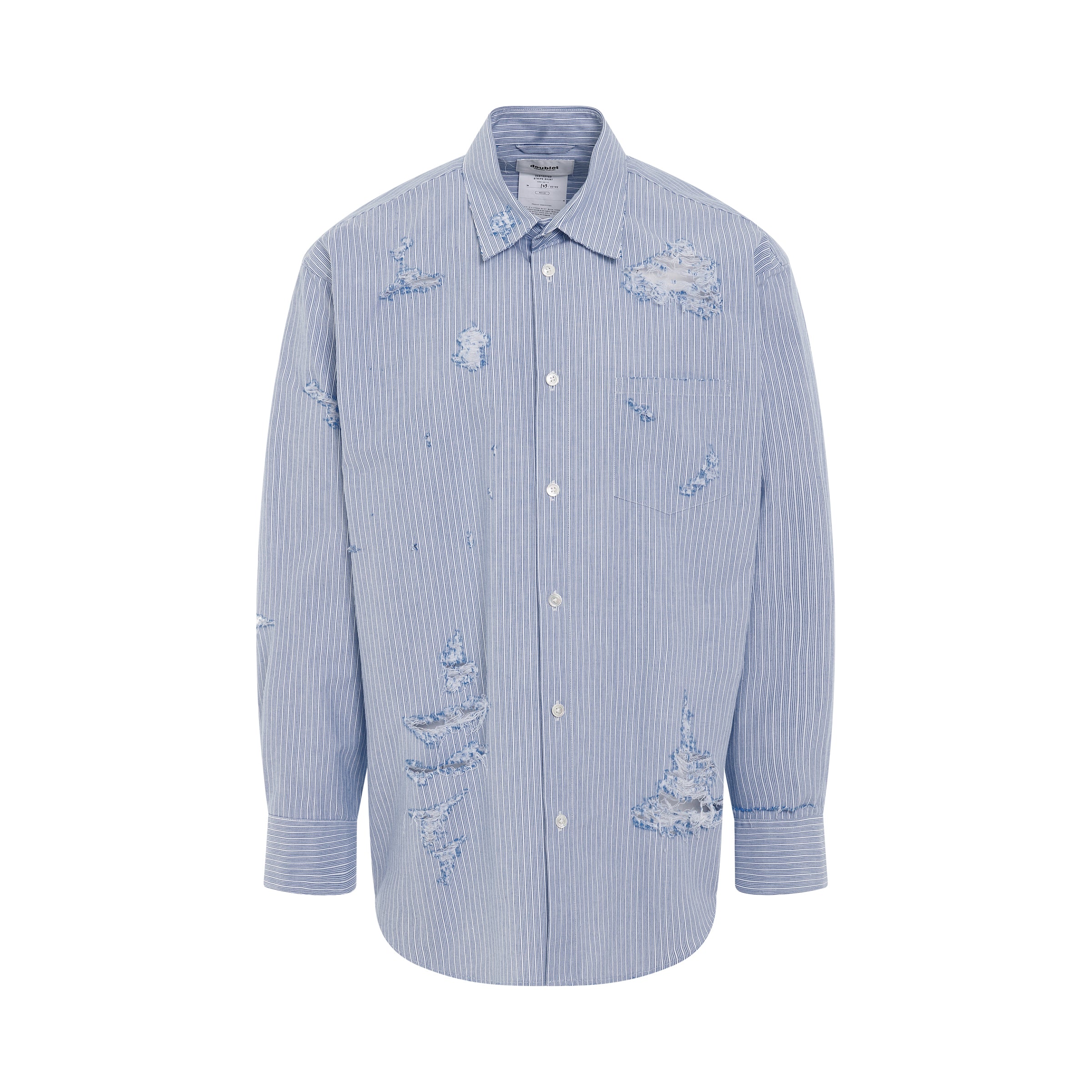 DOUBLET Destroyed Stripe Shirt in Blue/White – MARAIS