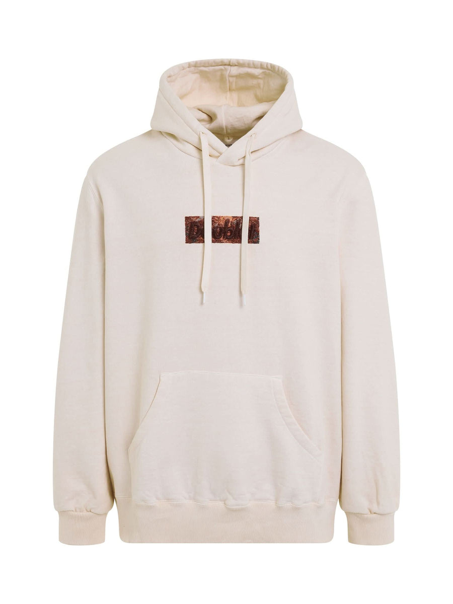 Rust Embroidery Hoodie in Ivory
