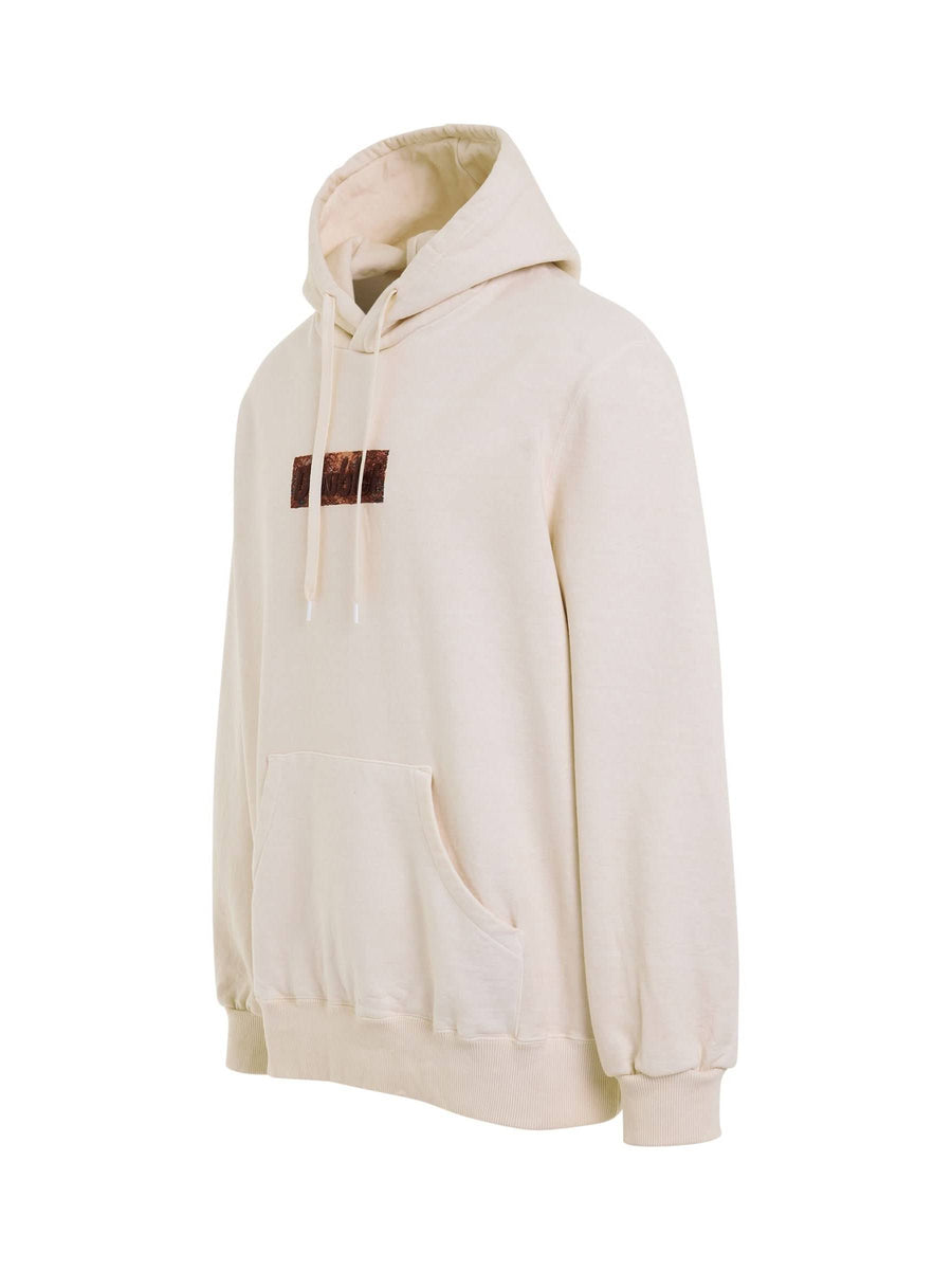 Rust Embroidery Hoodie in Ivory