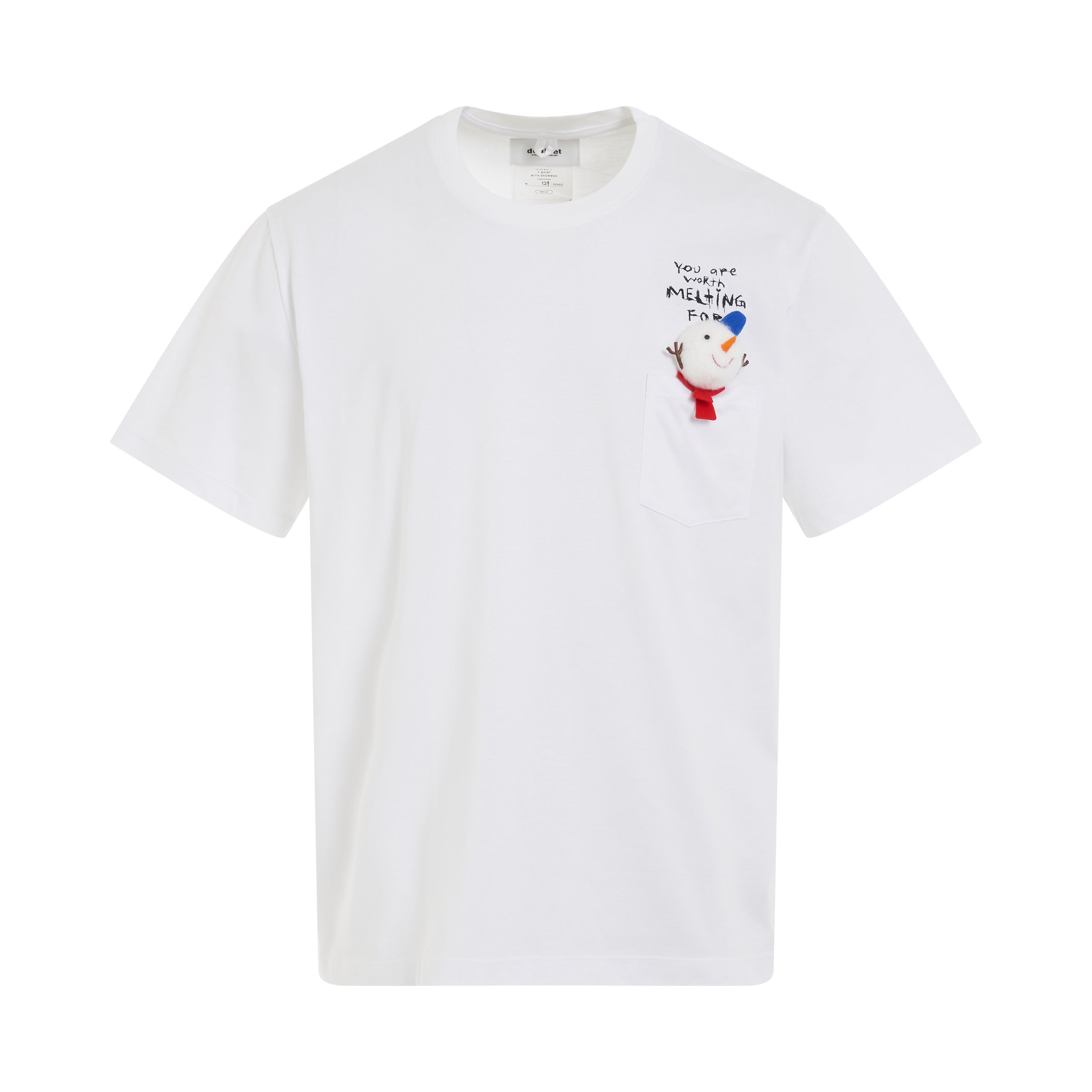 Snowman Pocket T-Shirt in White