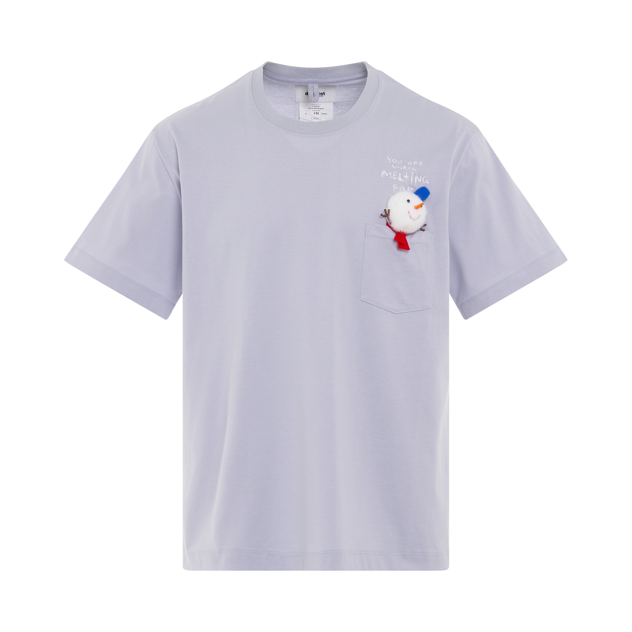 Snowman Pocket T-Shirt in Light Blue