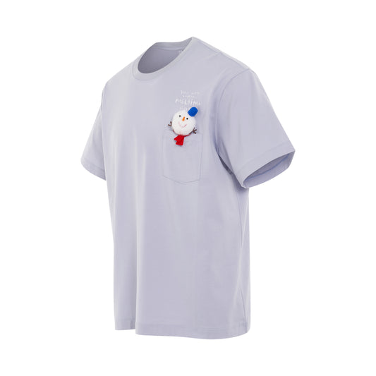 Snowman Pocket T-Shirt in Light Blue