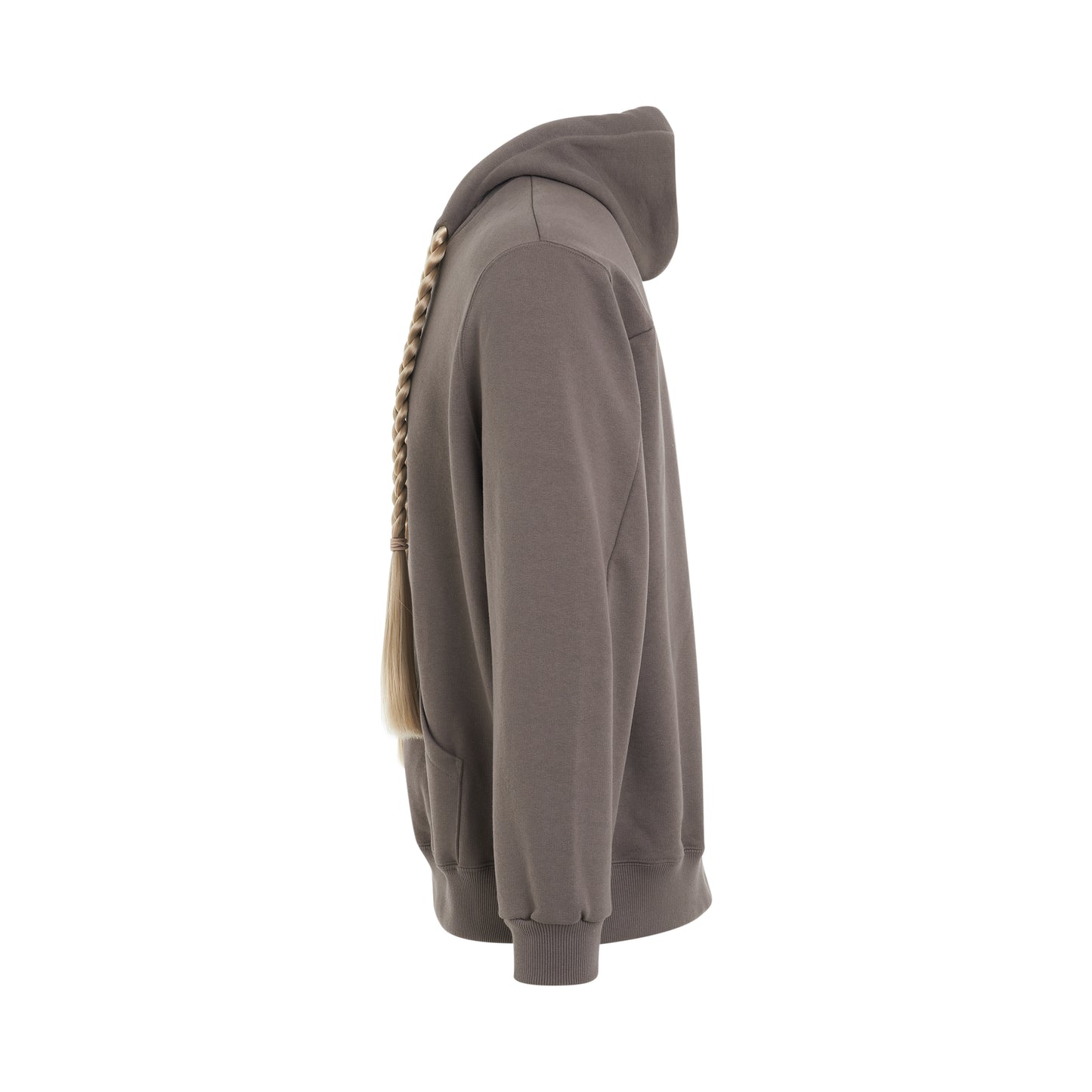 Braided Hair Hoodie in Grey