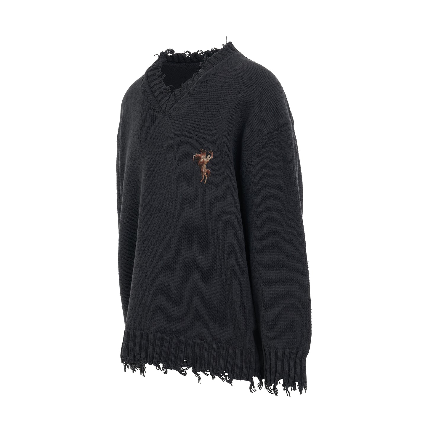 Oversized Knit Pullover in Black