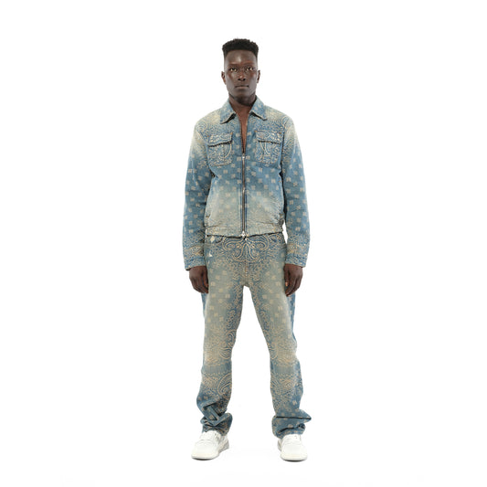 Bandana Jacquard Blouson in Crafted Indigo