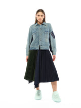 Cotton Zipper Skirt in Navy