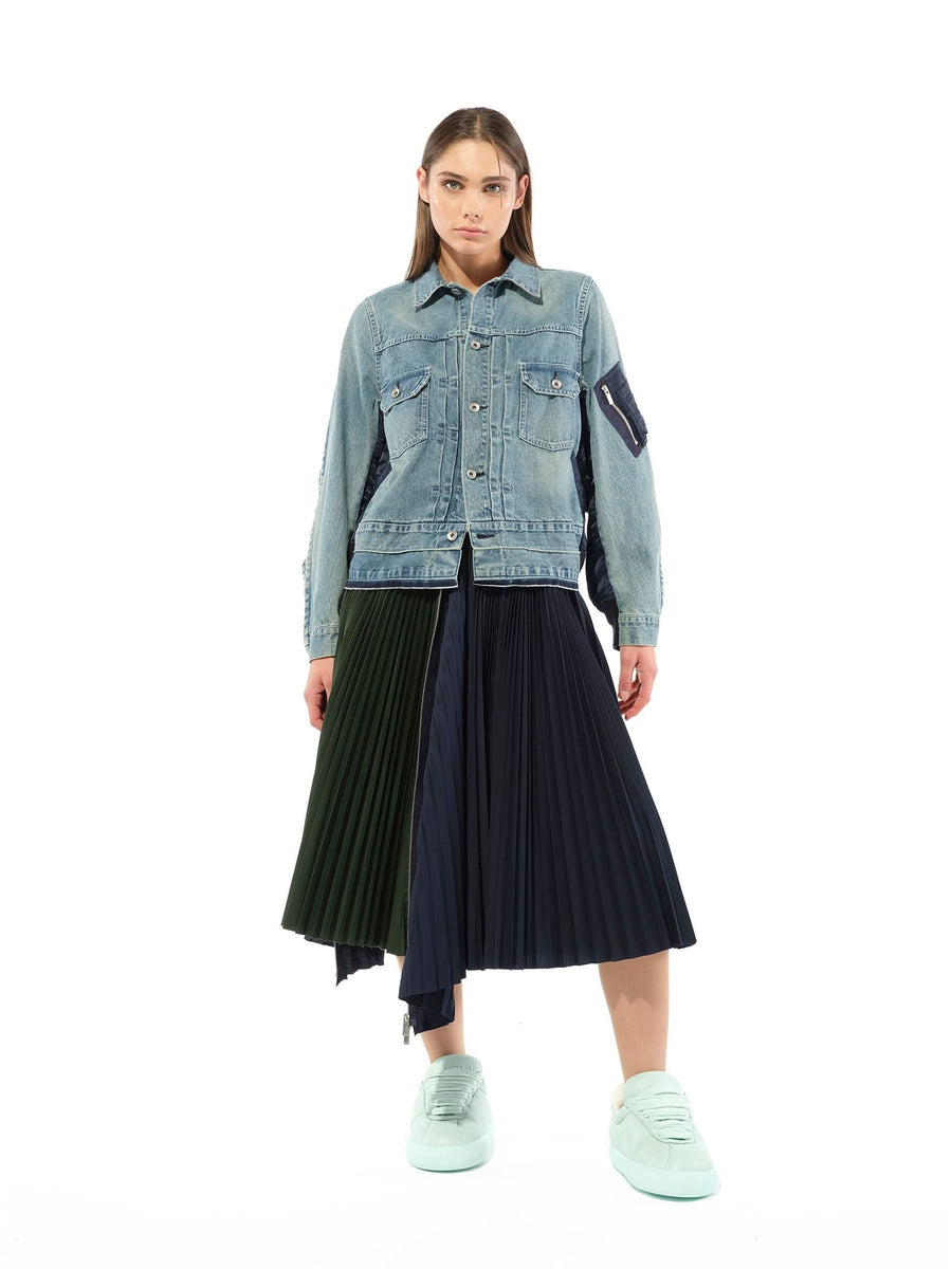 Cotton Zipper Skirt in Navy