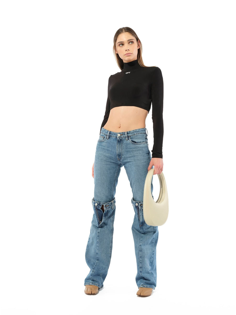 Open Knee Jeans in Washed Blue