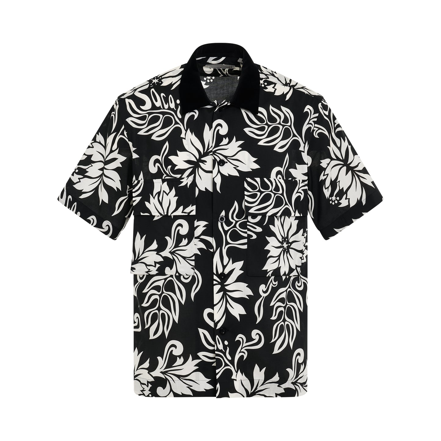 Large Print Floral Print Shirt in Black