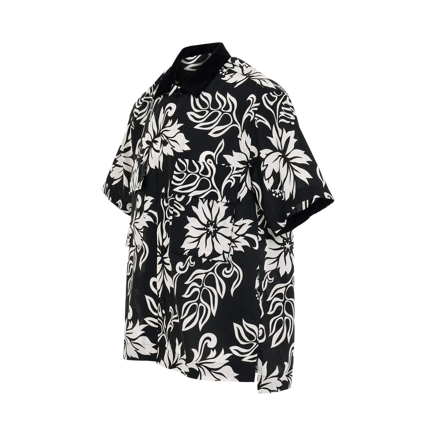 Large Print Floral Print Shirt in Black