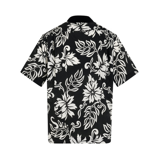 Large Print Floral Print Shirt in Black